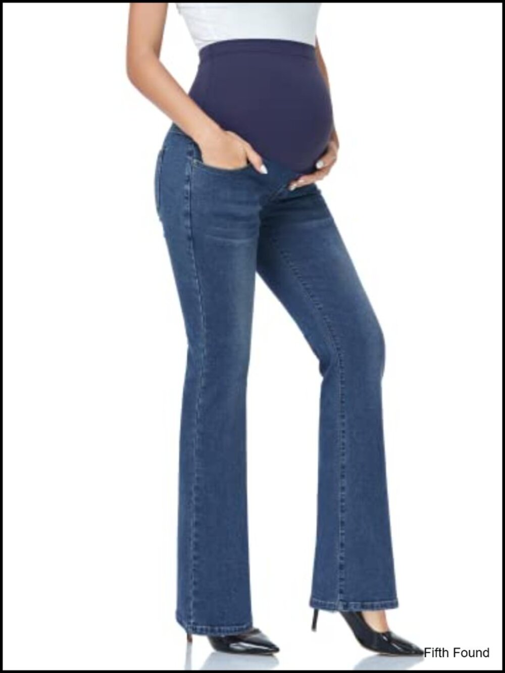 Women's Stretch Maternity Bootcut Jeans Over Belly Panel Pregnancy Denim Pants